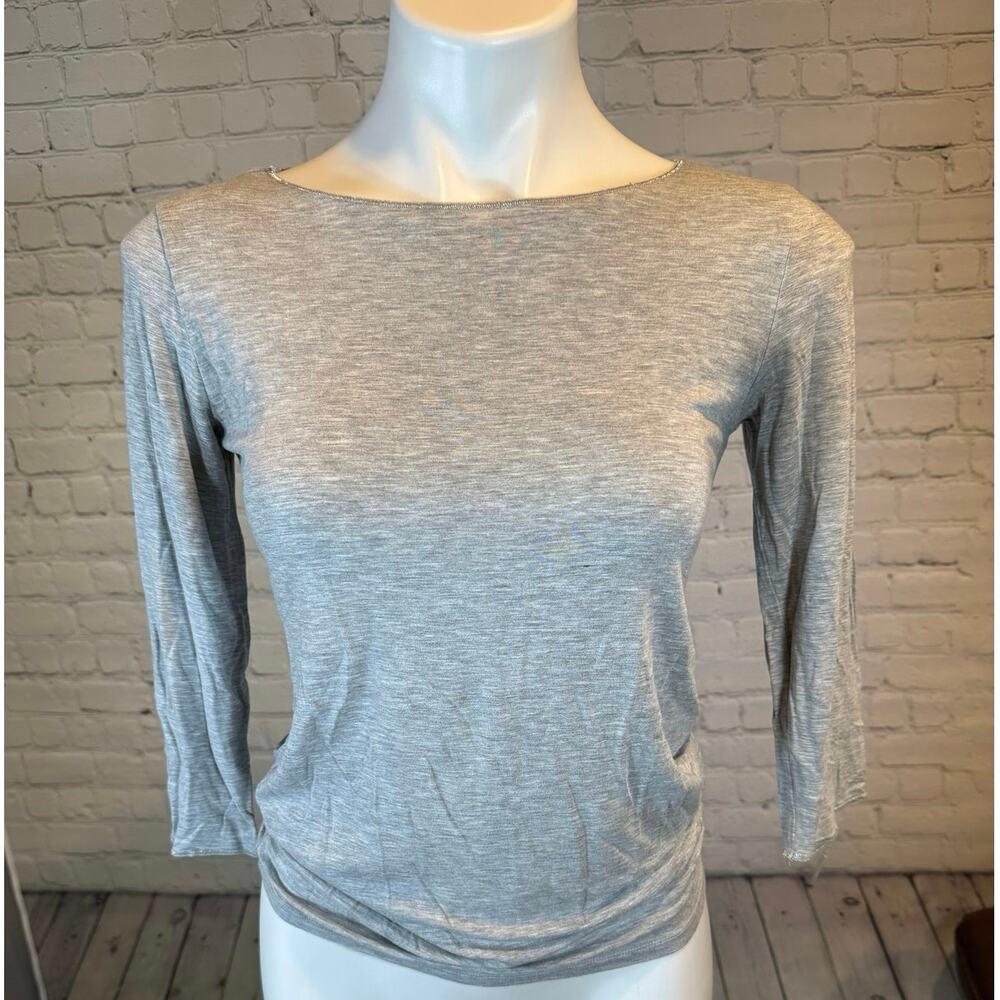 Majestic Filatures Paris Soft Touch Gray 3/4 Sleeve Boatneck Tee Size 3 M